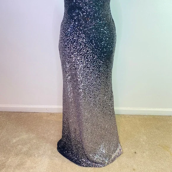 XSCAPE Ombré Sequined Racerback Gown
